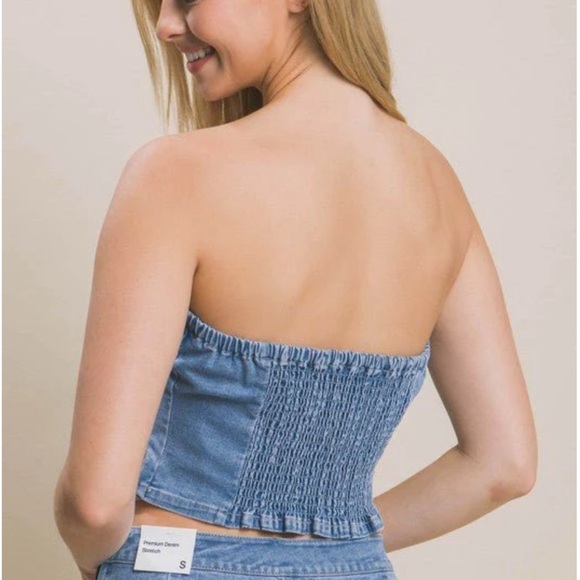 Love Tree Denim Strapless Top - Picture 3 of 8